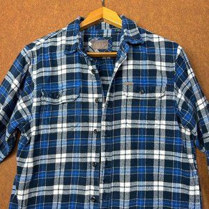 ORVIS‎ Flannel Men's Size Medium Blue Plaid Button Up Shirt Grunge Long Sleeve